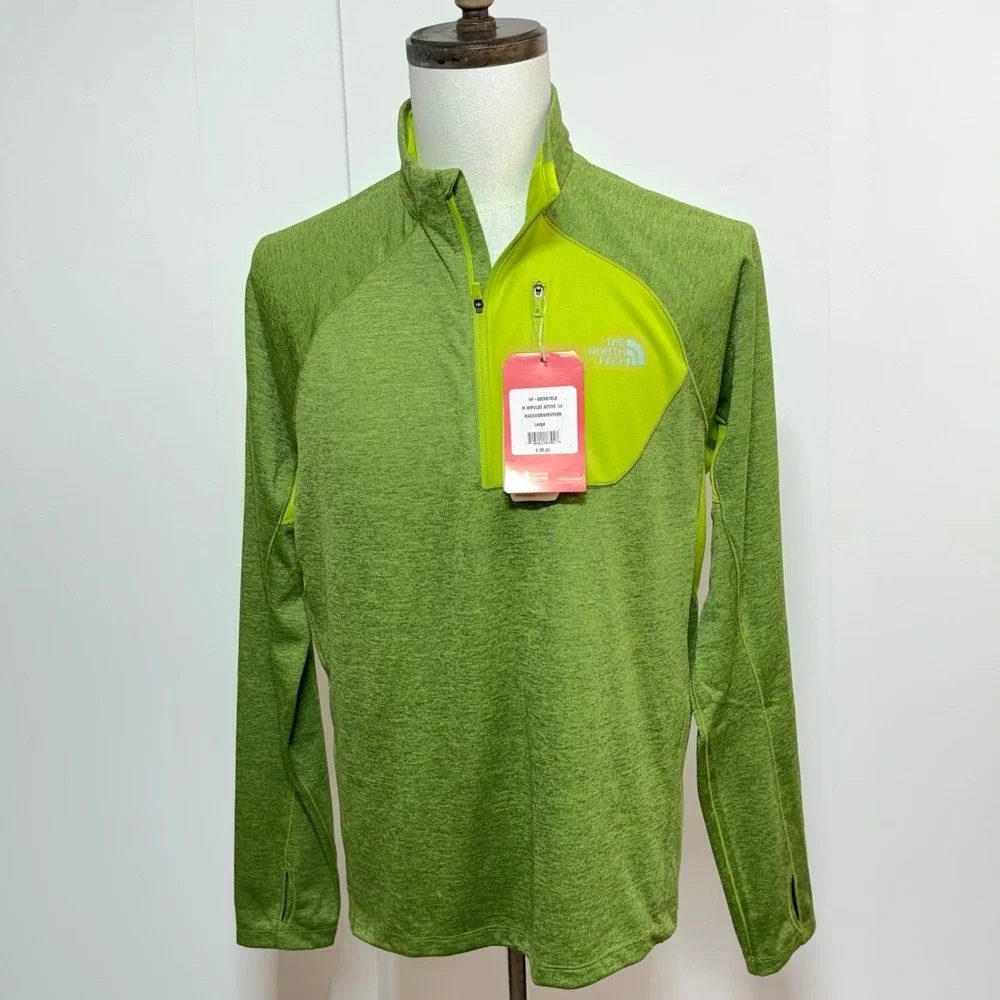 North Face 1/4 Zip Pullover‎ Mens Large Green Active Impulse FlashDry NEW